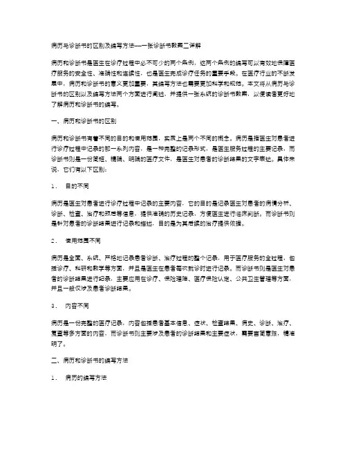 病历与诊断书的区别及编写方法——一张诊断书教案二详解
