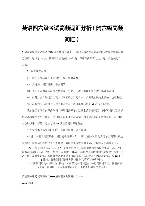 2023年英语四六级考试高频词汇分析附六级高频词汇