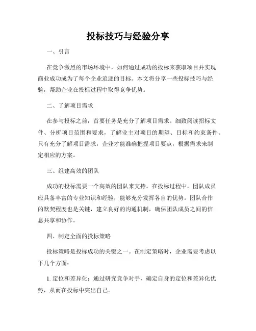 投标技巧与经验分享