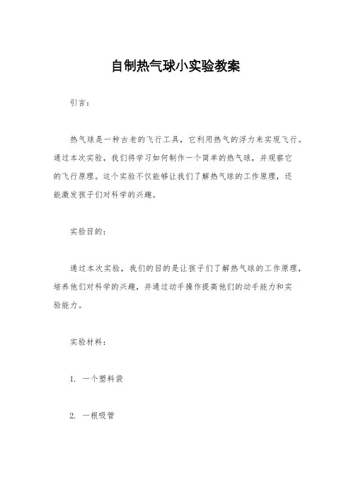 自制热气球小实验教案