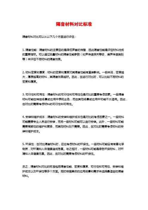隔音材料对比标准