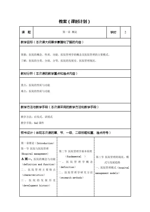 医院管理学教案