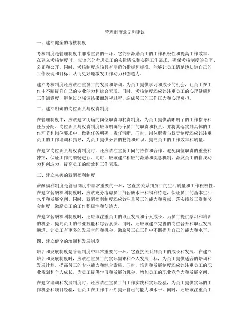 管理制度意见和建议