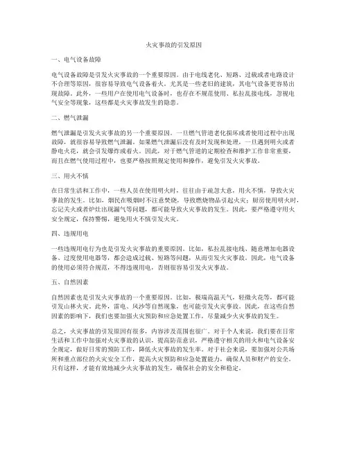火灾事故的引发原因