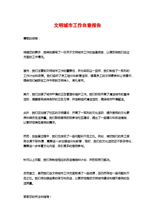 文明城市工作自查报告 (2)