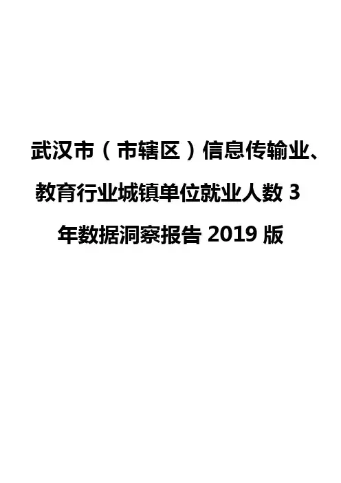 武汉市(市辖区)信息传输业、教育行业城镇单位就业人数3年数据洞察报告2019版