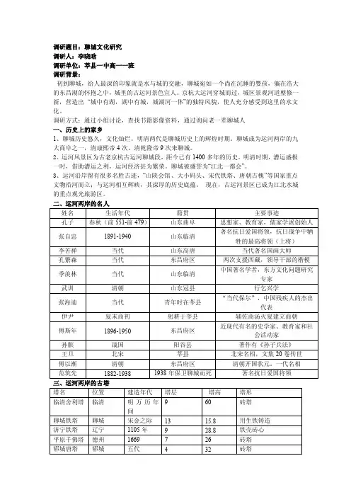 聊城运河文化