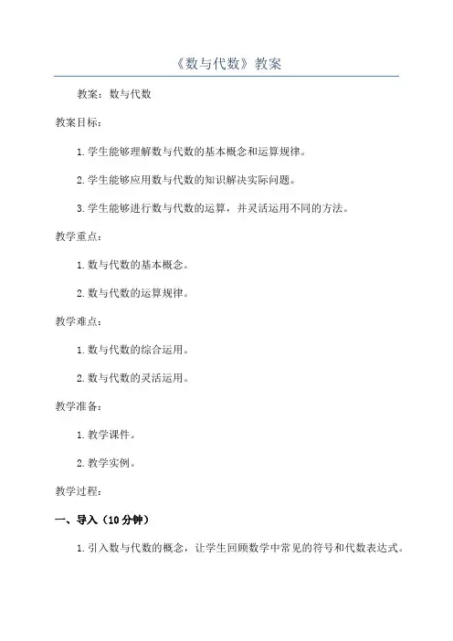 《数与代数》教案