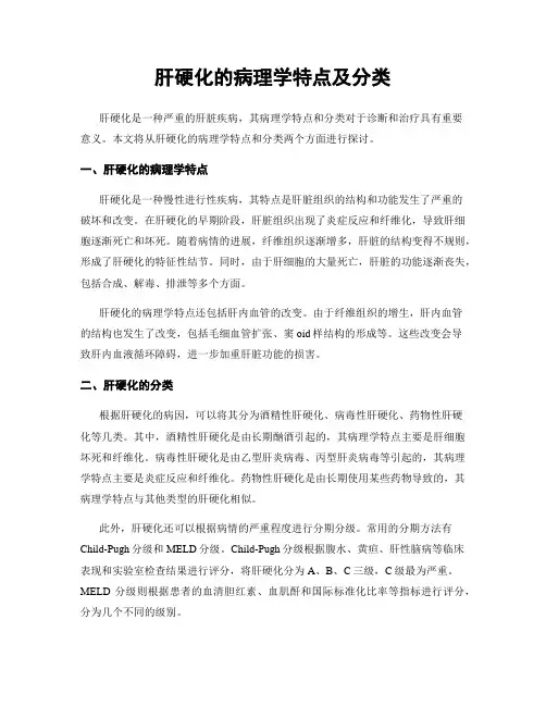 肝硬化的病理学特点及分类
