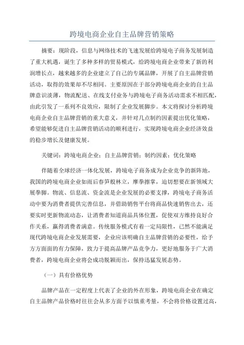 跨境电商企业自主品牌营销策略