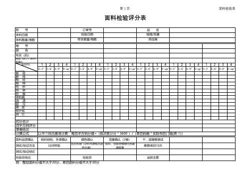 面料检验表
