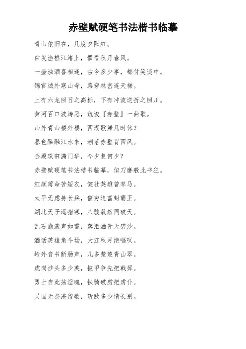 赤壁赋硬笔书法楷书临摹