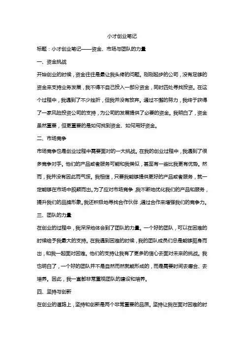 小才创业笔记