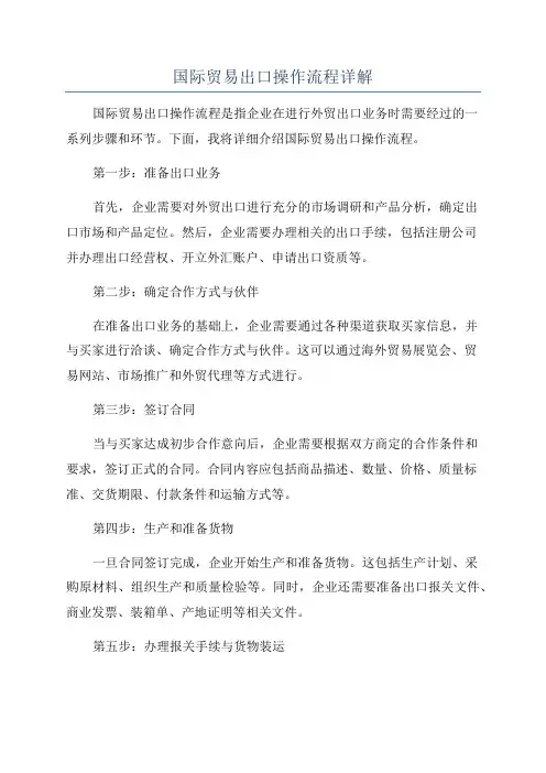 国际贸易出口操作流程详解
