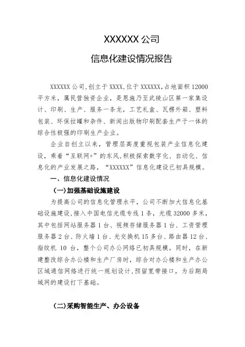 企业信息化建设情况