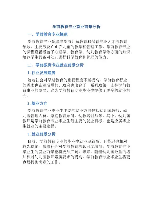 学前教育专业就业前景分析
