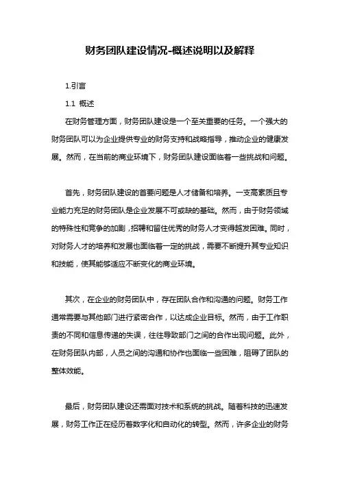 财务团队建设情况-概述说明以及解释