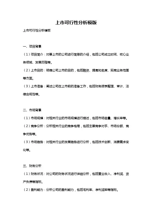 上市可行性分析模版