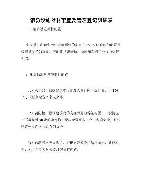 消防设施器材配置及管理登记明细表