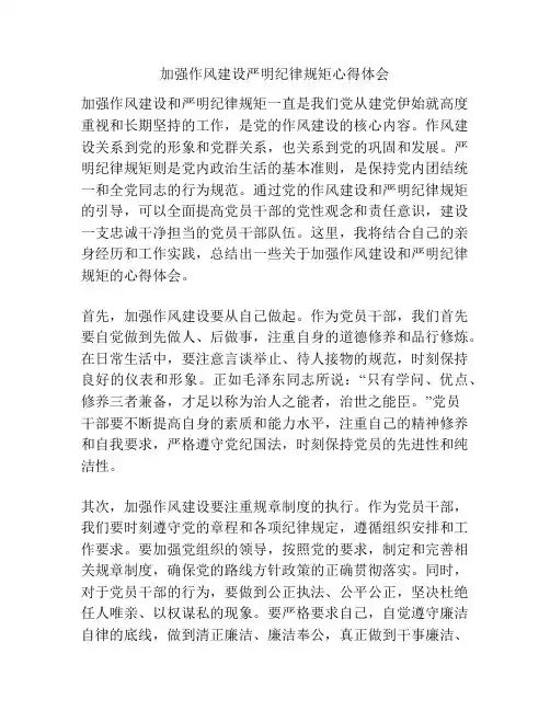 加强作风建设严明纪律规矩心得体会