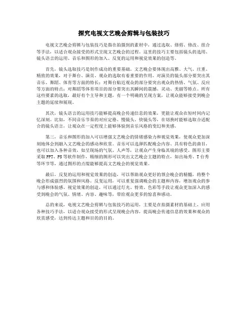 探究电视文艺晚会剪辑与包装技巧