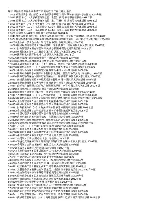 广东09年1月自学考试开考课程使用教材一览表