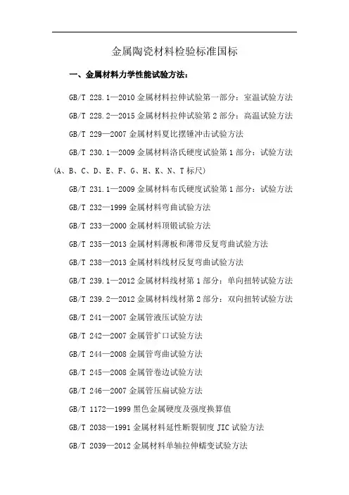 金属陶瓷材料检验标准国标