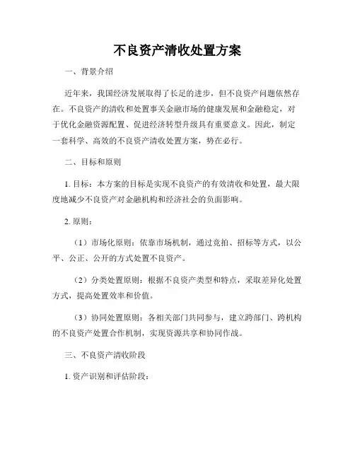 不良资产清收处置方案