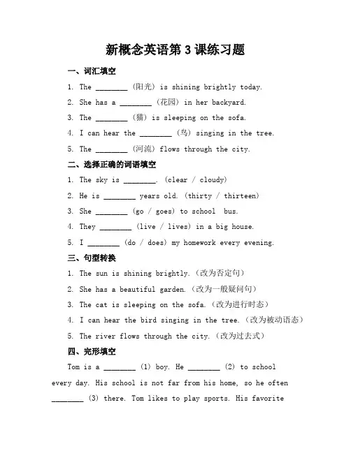 新概念英语第3课练习题