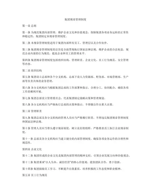集团规章管理制度
