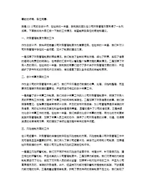 公司总会计师述职报告范文