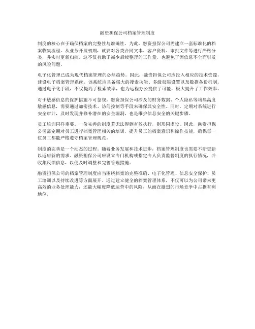 融资担保公司档案管理制度