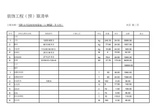 玻璃幕墙预算