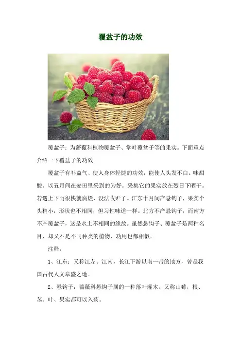 覆盆子的功效