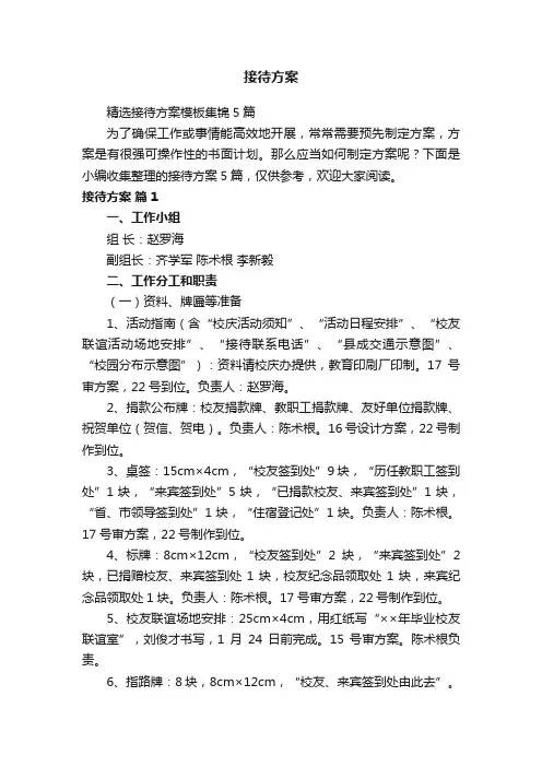 精选接待方案模板集锦5篇