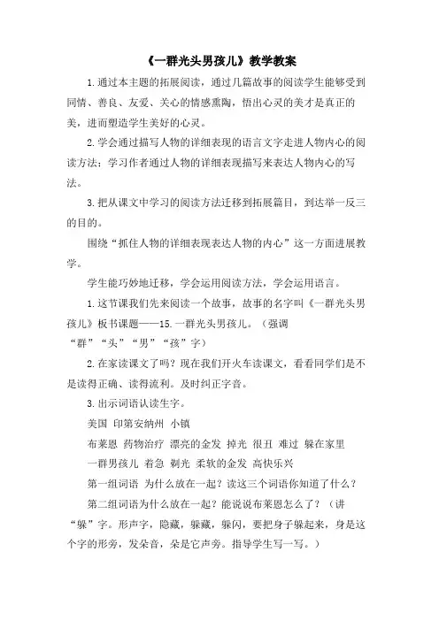 《一群光头男孩儿》教学教案