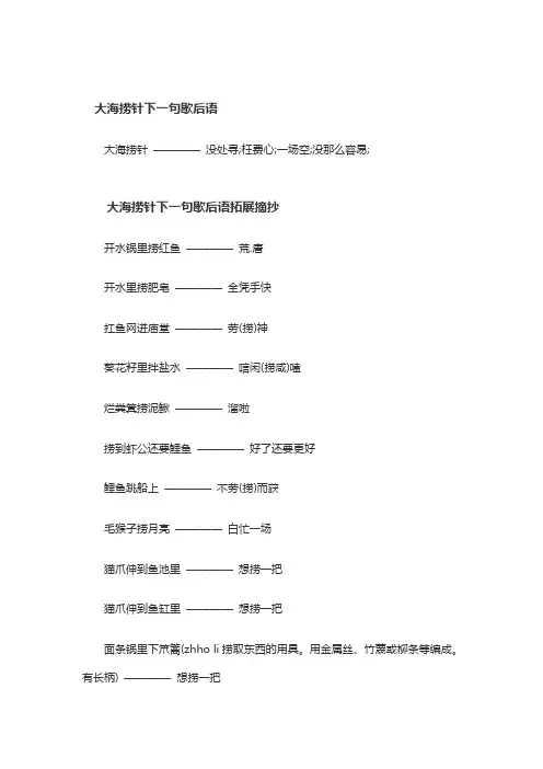 大海捞针歇后语下一句