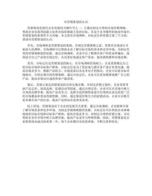 对营销策划的认识