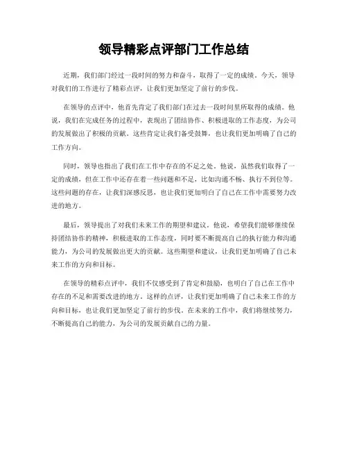 领导精彩点评部门工作总结