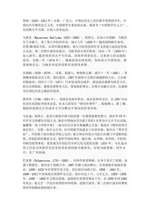 近代中外交流人物