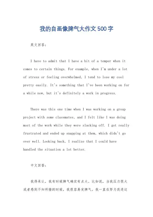 我的自画像脾气大作文500字