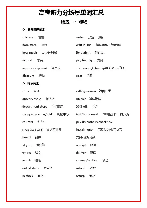 高考听力分场景单词汇总