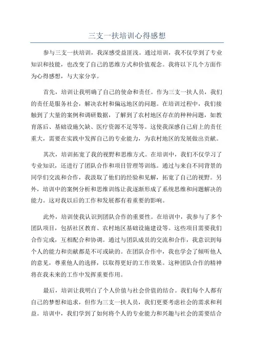 三支一扶培训心得感想