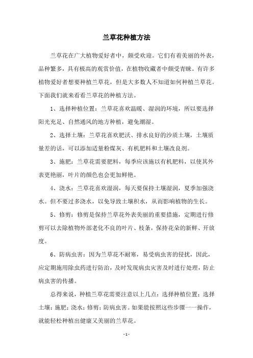 兰草花种植方法