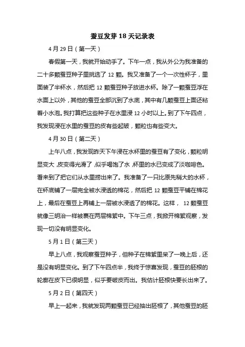 蚕豆发芽18天记录表
