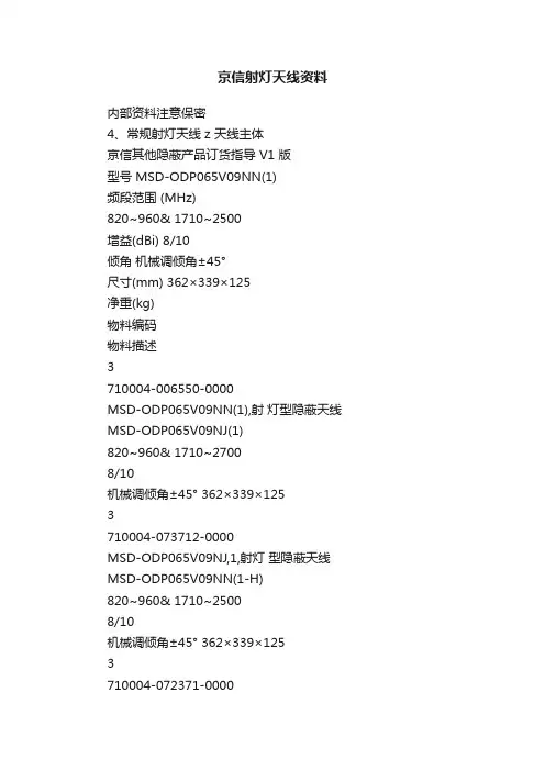 京信射灯天线资料