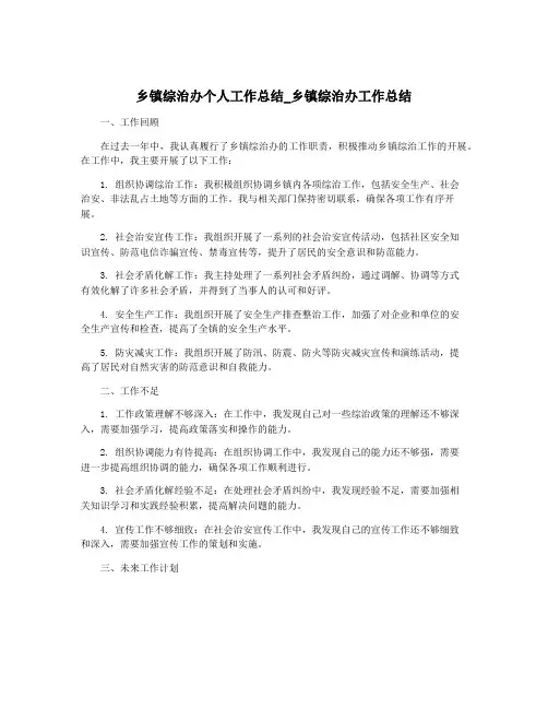 乡镇综治办个人工作总结_乡镇综治办工作总结