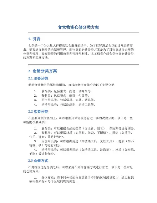 食堂物资仓储分类方案