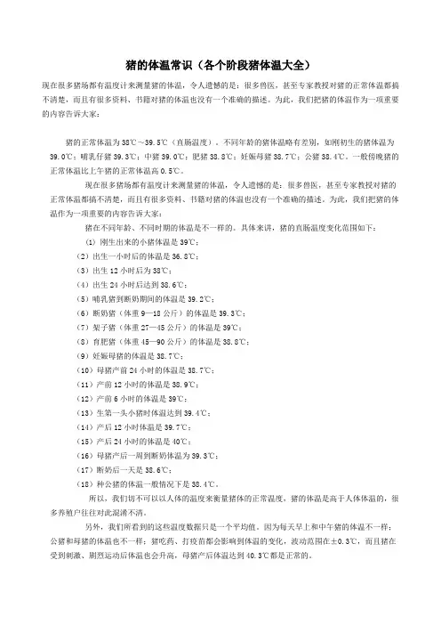 猪的体温常识(各个阶段猪体温大全)