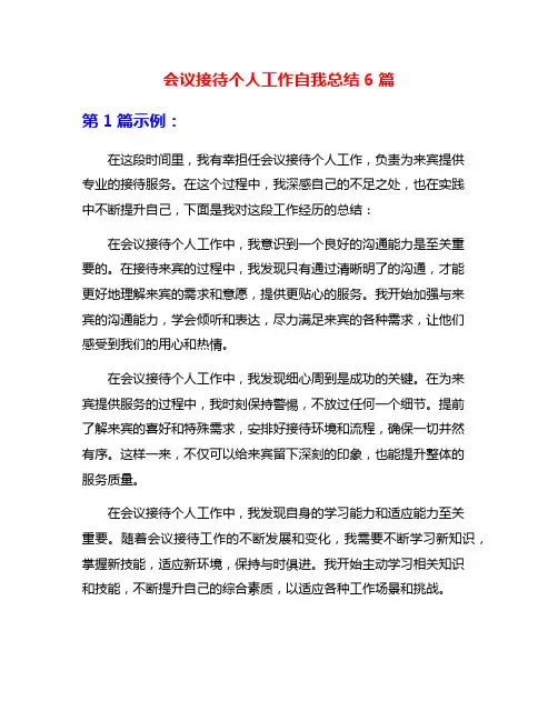 会议接待个人工作自我总结6篇